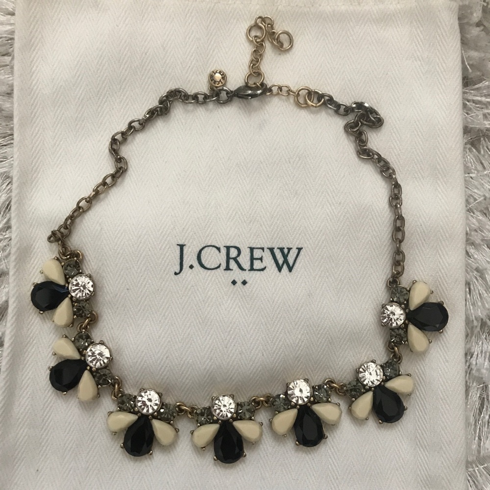 J. Crew Black and Cream Floral Necklace